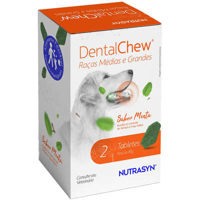 Tablete Mastigável Nutrasyn DentalVets Max Protection Sabor Menta para Cães Porte Médio
