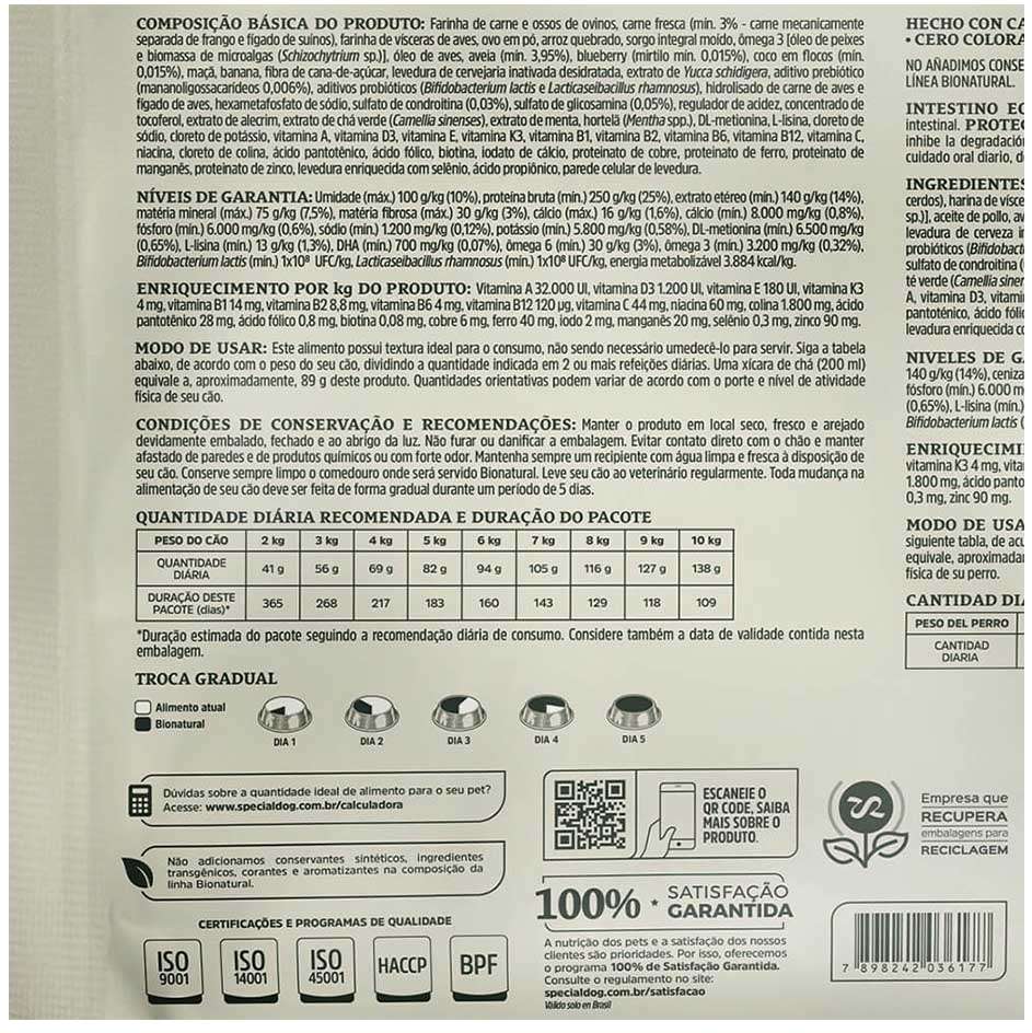 Ração Seca Bionatural Prime Cordeiro para Cães Adultos Porte Pequeno - 10,1Kg