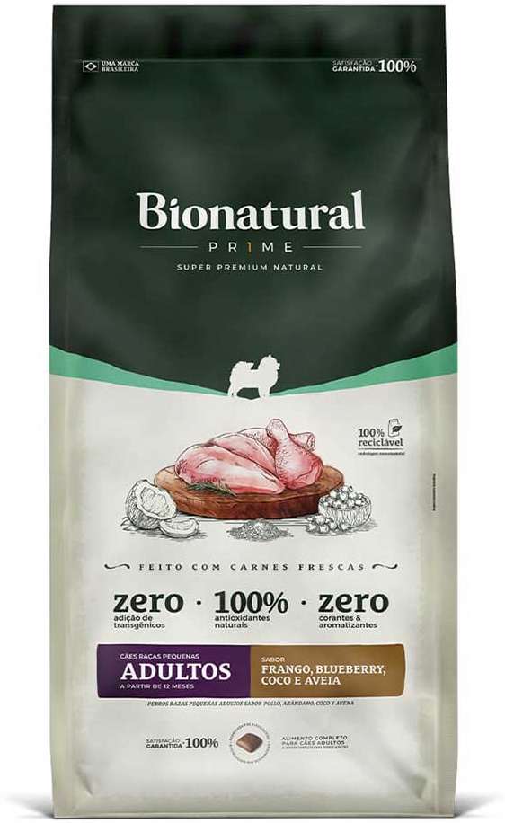 Ração Seca Bionatural Prime Frango para Cães Adultos Porte Pequeno - 15Kg