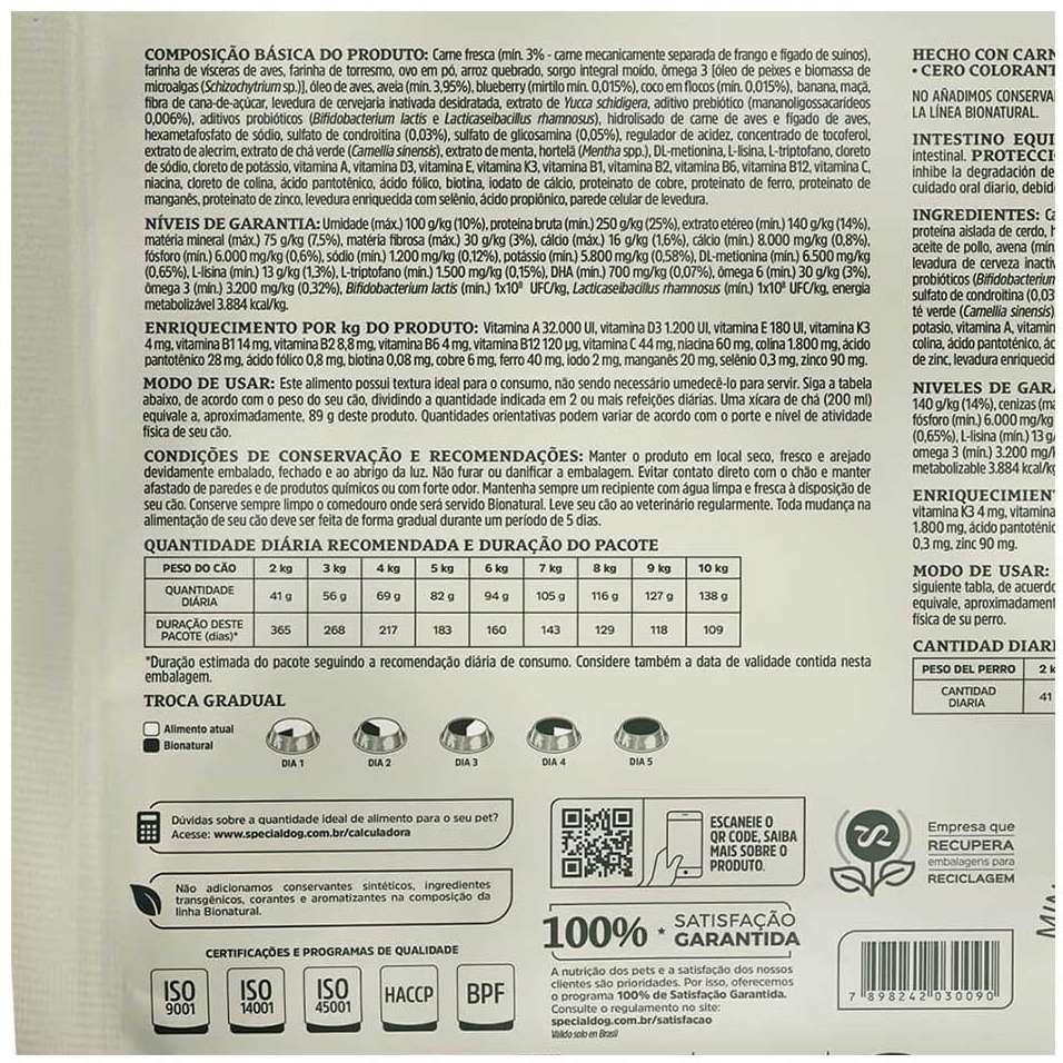 Ração Seca Bionatural Prime Frango para Cães Adultos Porte Pequeno - 15Kg