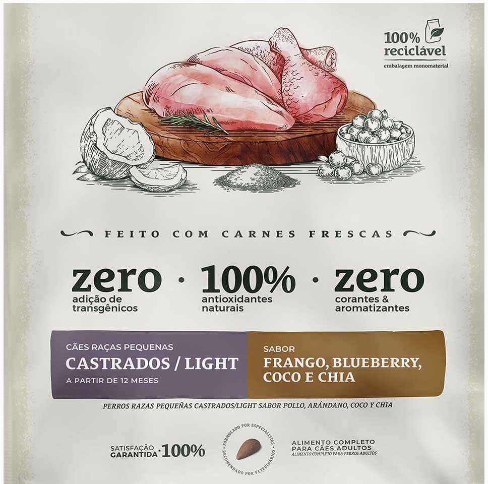 Ração Seca Bionatural Prime Light Frango para Cães Castrados Porte Pequeno - 10,1Kg