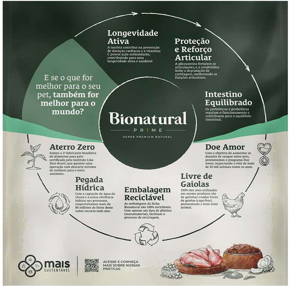 Ração Seca Bionatural Prime Sênior 7+ Frango para Cães Idosos Porte Pequeno - 15Kg