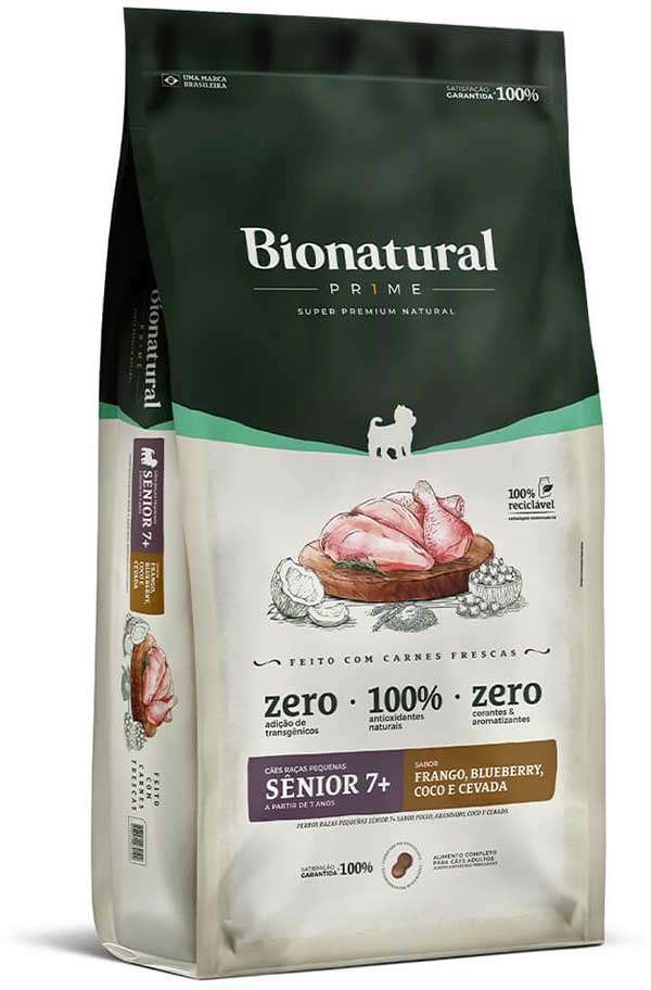 Ração Seca Bionatural Prime Sênior 7+ Frango para Cães Idosos Porte Pequeno - 15Kg