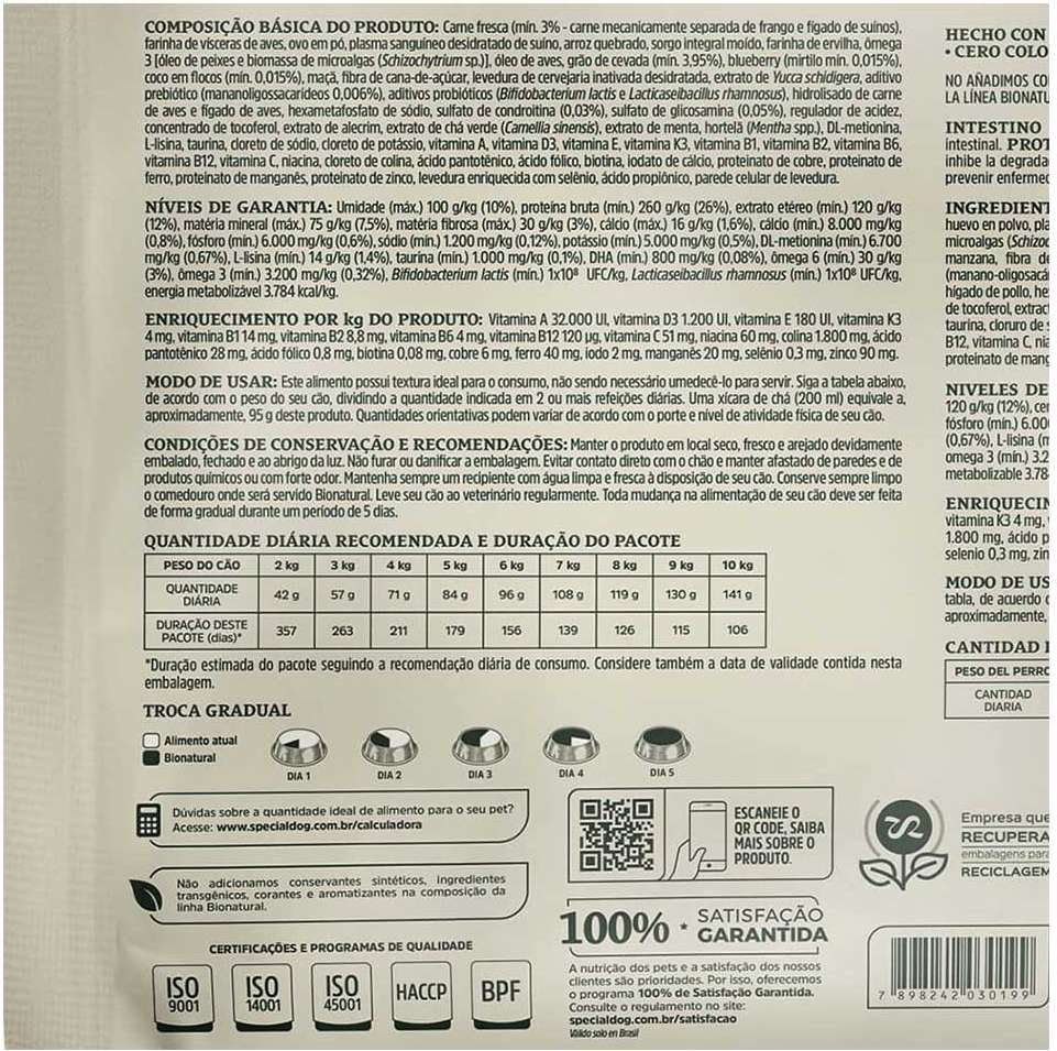 Ração Seca Bionatural Prime Sênior 7+ Frango para Cães Idosos Porte Pequeno - 15Kg