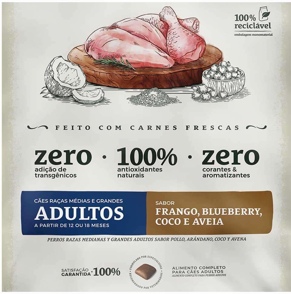 Ração Seca Bionatural Prime Frango para Cães Porte Médio e Grande - 20Kg