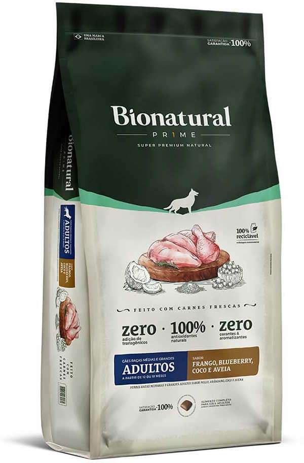 Ração Seca Bionatural Prime Frango para Cães Porte Médio e Grande - 20Kg