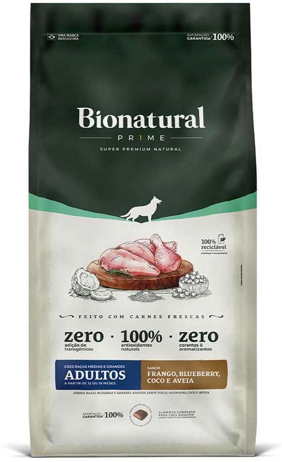 Ração Seca Bionatural Prime Frango para Cães Porte Médio e Grande - 20Kg