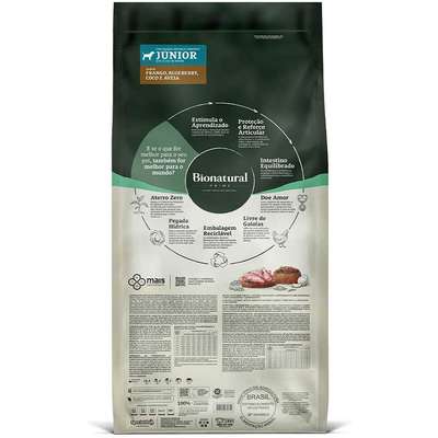 Ração Seca Bionatural Prime Júnior Frango para Cães Filhotes Porte Médio e Grande