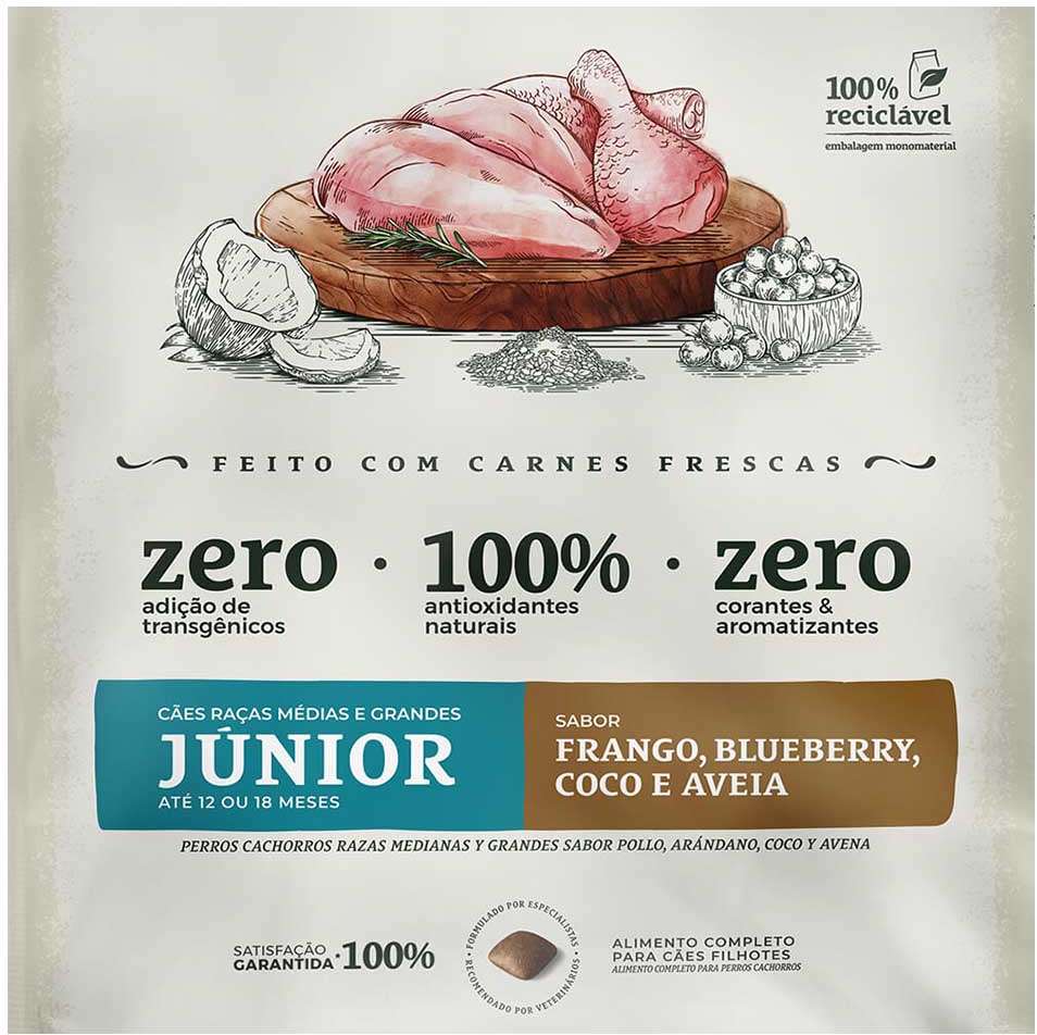 Ração Seca Bionatural Prime Júnior Frango para Cães Filhotes Porte Médio e Grande - 15Kg