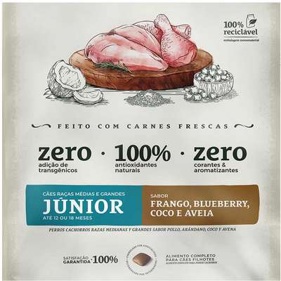 Ração Seca Bionatural Prime Júnior Frango para Cães Filhotes Porte Médio e Grande