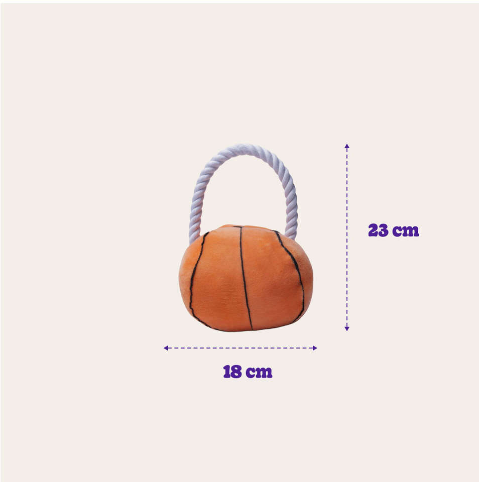 Brinquedo Pelúcia Bola Basquete com Puxador para Cães - Tam. Único