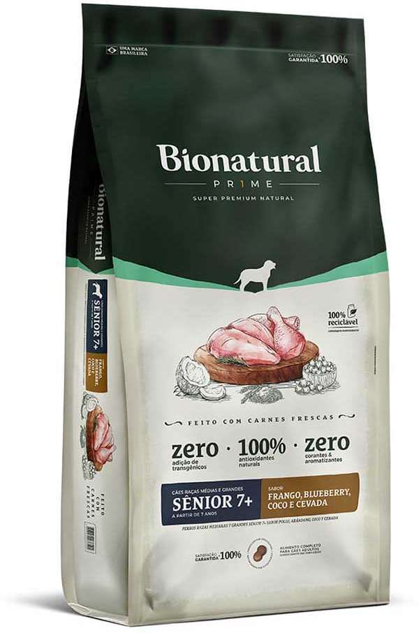 Ração Seca Bionatural Prime Sênior 7+ para Cães Idosos Porte Médio e Grande - 15Kg