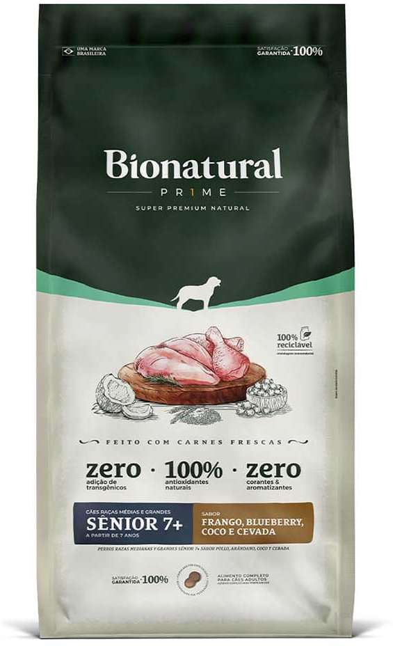Ração Seca Bionatural Prime Sênior 7+ para Cães Idosos Porte Médio e Grande - 15Kg