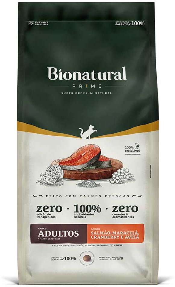 Ração Seca Bionatural Prime Salmão para Gatos Adultos - 20Kg