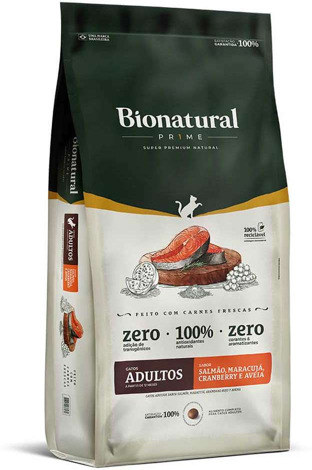 Ração Seca Bionatural Prime Salmão para Gatos Adultos - 20Kg
