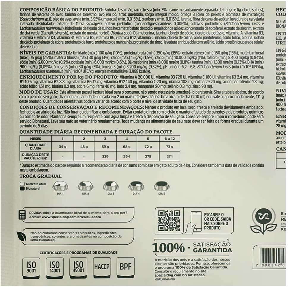 Ração Seca Bionatural Prime Salmão para Gatos Filhotes - 7,5Kg