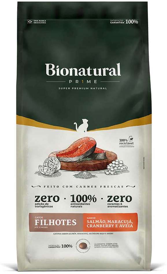 Ração Seca Bionatural Prime Salmão para Gatos Filhotes - 7,5Kg