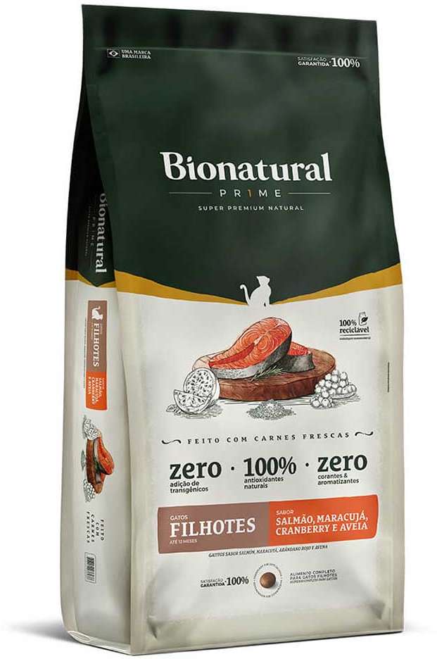 Ração Seca Bionatural Prime Salmão para Gatos Filhotes - 7,5Kg