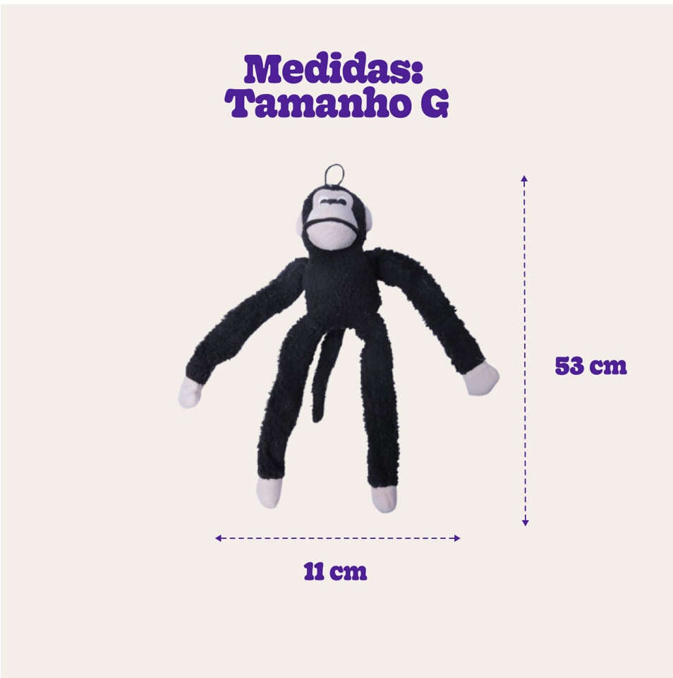Brinquedo Jambo Mordedor Pelúcia Macaco Kelev Preto - Tam. G
