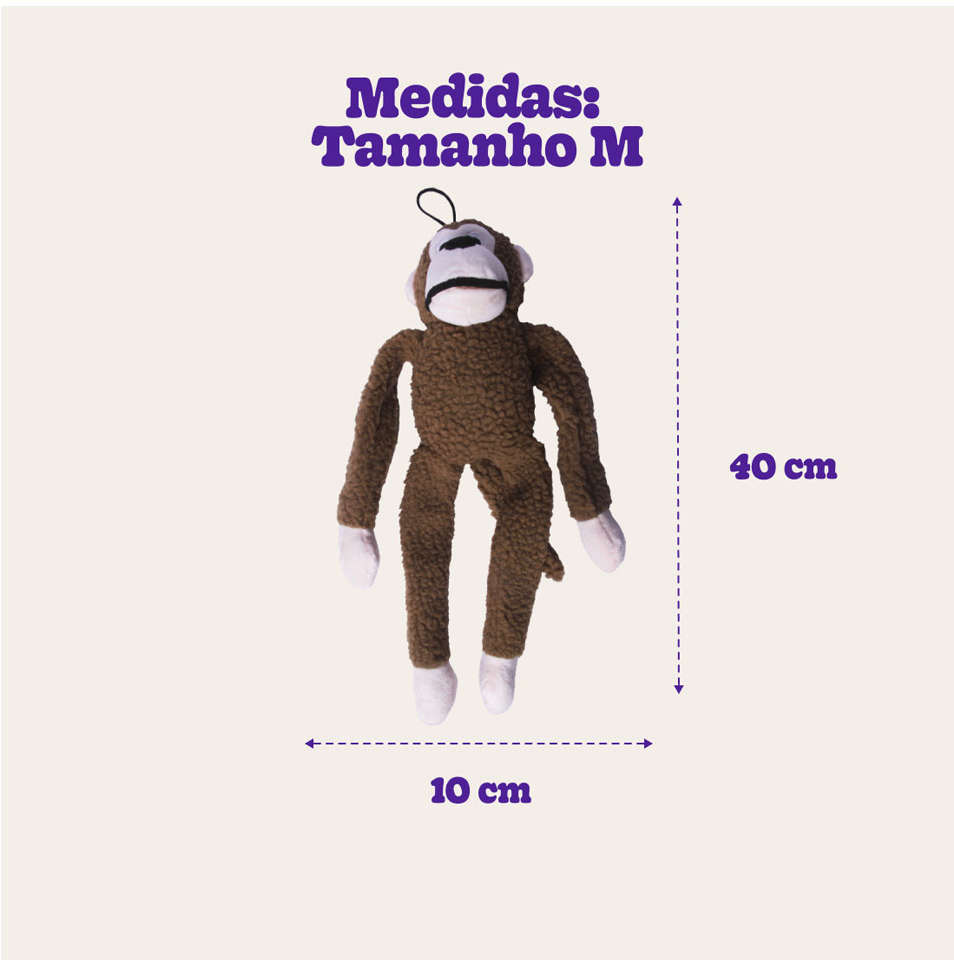 Brinquedo Jambo Mordedor Pelúcia Macaco Kelev Bege - Tam. M