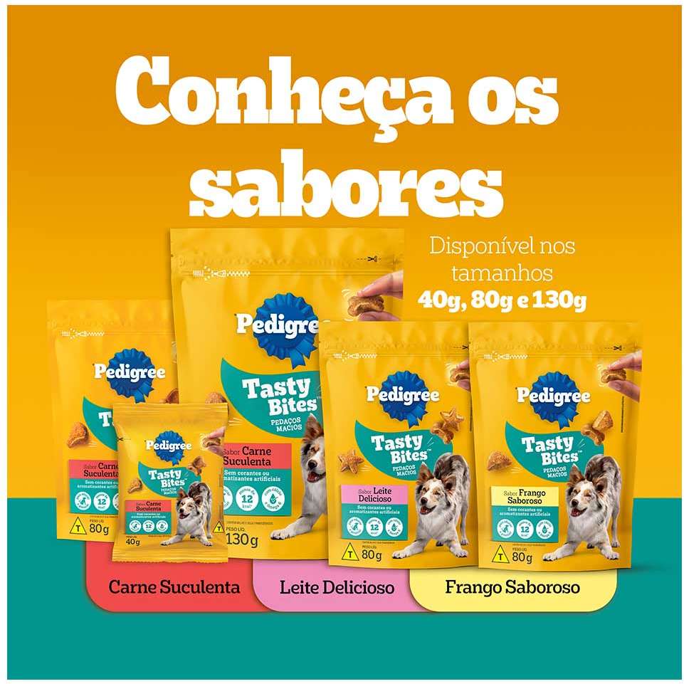 Petisco Pedigree Tasty Bites para Cães Adultos Sabor Carne Suculenta - 130 g