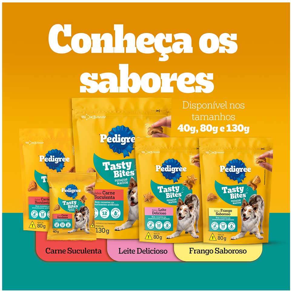 Petisco Pedigree Tasty Bites para Cães Adultos Sabor Frango Saboroso - 80 g