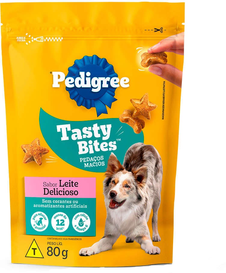 Petisco Pedigree Tasty Bites para Cães Adultos Sabor Leite Delicioso - 80 g
