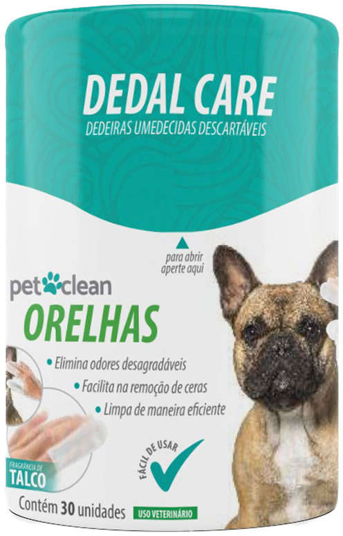 Dedeira Pet Clean Dedal Care Orelhas para Cães e Gatos - 30 Unidades