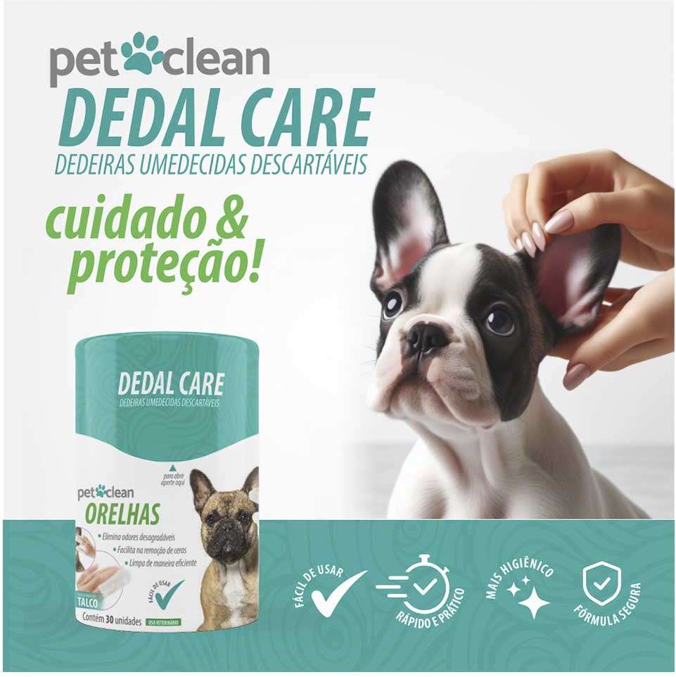 Dedeira Pet Clean Dedal Care Orelhas para Cães e Gatos - 30 Unidades