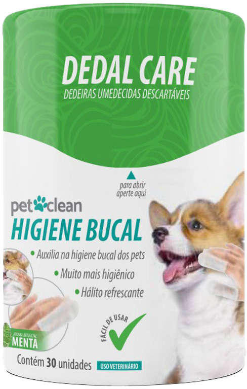 Dedeira Pet Clean Dedal Care Higiene Bucal para Cães e Gatos - 30 Unidades