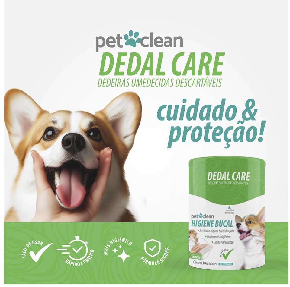 Dedeira Pet Clean Dedal Care Higiene Bucal para Cães e Gatos - 30 Unidades