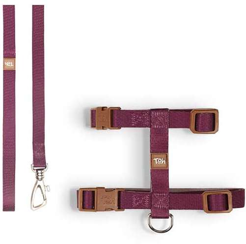 Conjunto Peitoral H Neo U Bordo Caqui para Gatos - Tam. Único