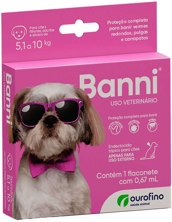 Antipulgas Banni 83,75 mg para Cães de 5,1 a 10Kg - 1 Pipeta