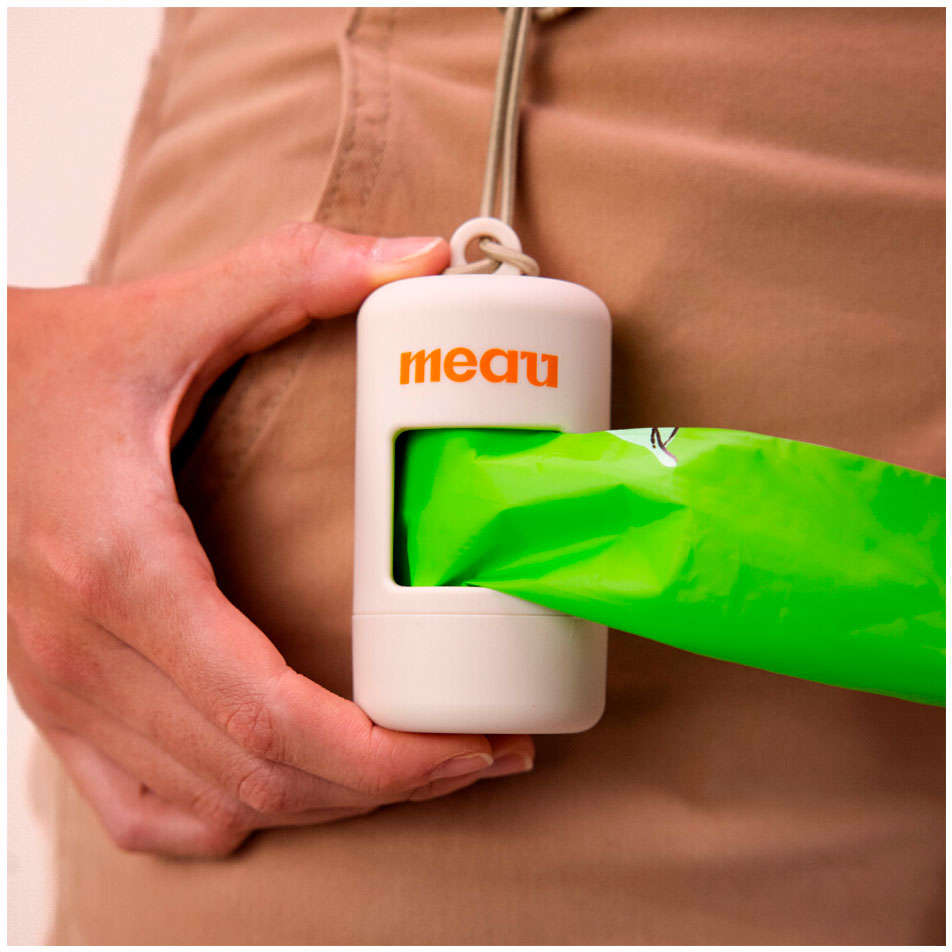 Kit Cata-Caca Meau Dispenser com Saquinhos Higiênicos Biodegradáveis- 2 Rolos