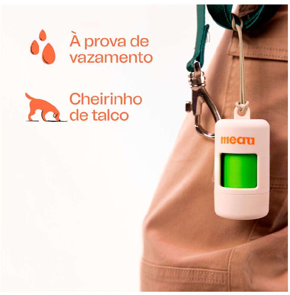 Refil Cata-Caca Meau Saquinhos Higiênicos Biodegradáveis - 4 Rolos