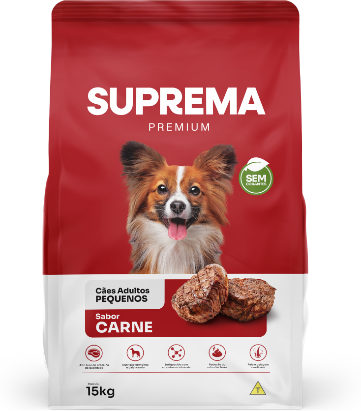 Ração Suprema Sabor Carne para Cães Adultos de Raças Pequenas - 15Kg