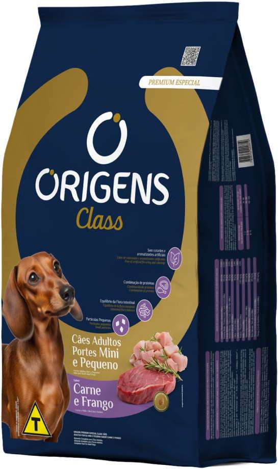 Ração Seca Origens Class Carne e Frango para Cães Adultos de Porte Mini e Pequeno - 3Kg