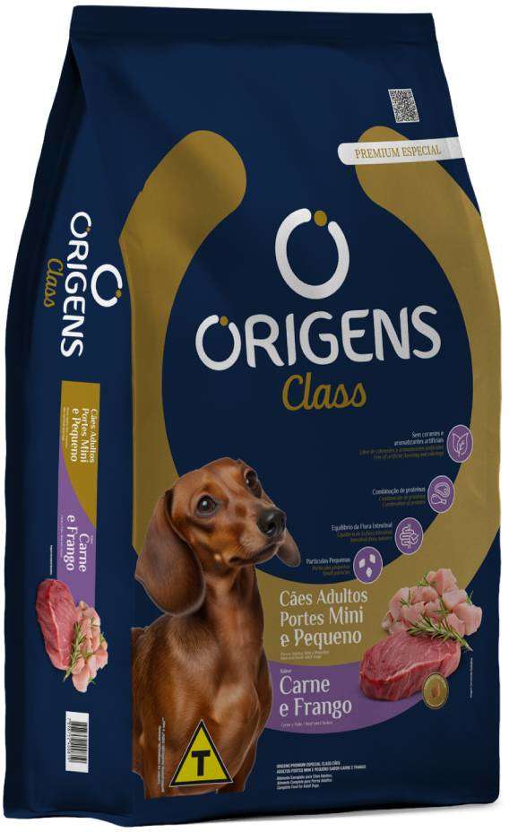 Ração Seca Origens Class Carne e Frango para Cães Adultos de Porte Mini e Pequeno - 3Kg