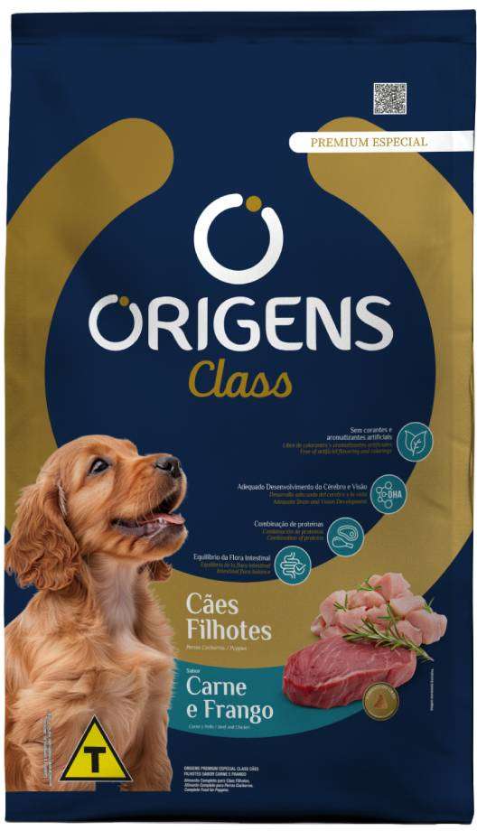 Ração Seca Origens Class Carne e Frango para Cães Filhotes - 15Kg