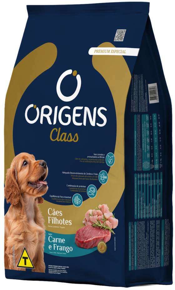 Ração Seca Origens Class Carne e Frango para Cães Filhotes - 15Kg