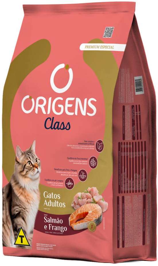 Ração Seca Origens Class Salmão e Frango para Gatos Adultos - 10,1Kg