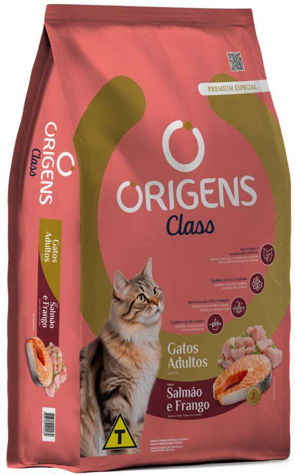 Ração Seca Origens Class Salmão e Frango para Gatos Adultos - 10,1Kg