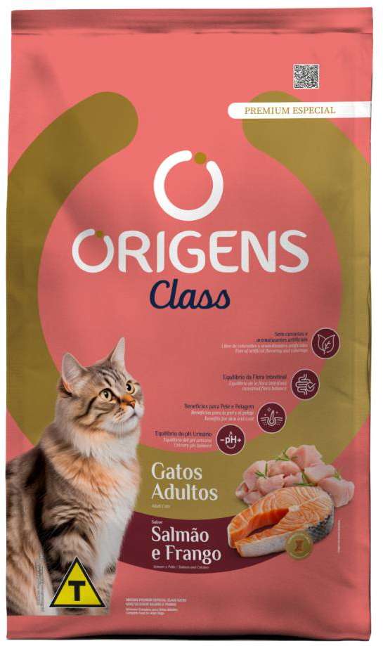 Ração Seca Origens Class Salmão e Frango para Gatos Adultos - 10,1Kg