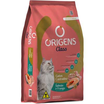 Ração Seca Origens Class Salmão e Frango para Gatos Castrados