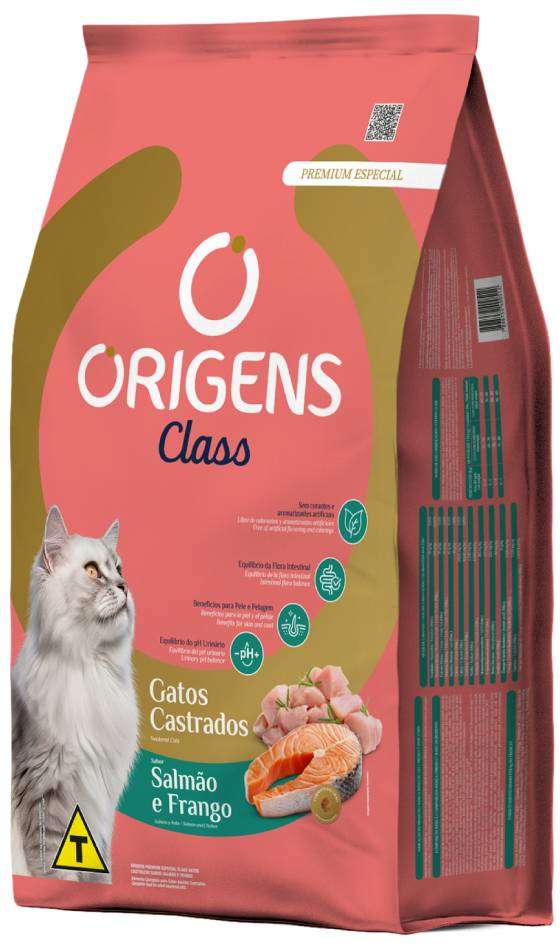 Ração Seca Origens Class Salmão e Frango para Gatos Castrados - 10,1Kg
