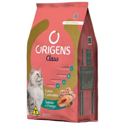 Ração Seca Origens Class Salmão e Frango para Gatos Castrados
