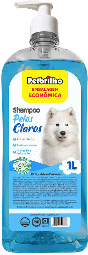 Shampoo Petbrilho Pelos Claros - 1 Litro