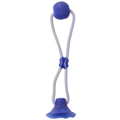 Brinquedo Mordedor Bola com Ventosa Azul para Cães”