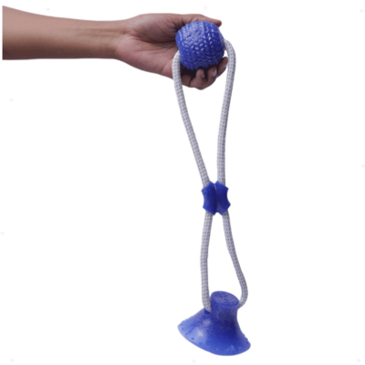 Brinquedo Mordedor Bola com Ventosa Azul para Cães”