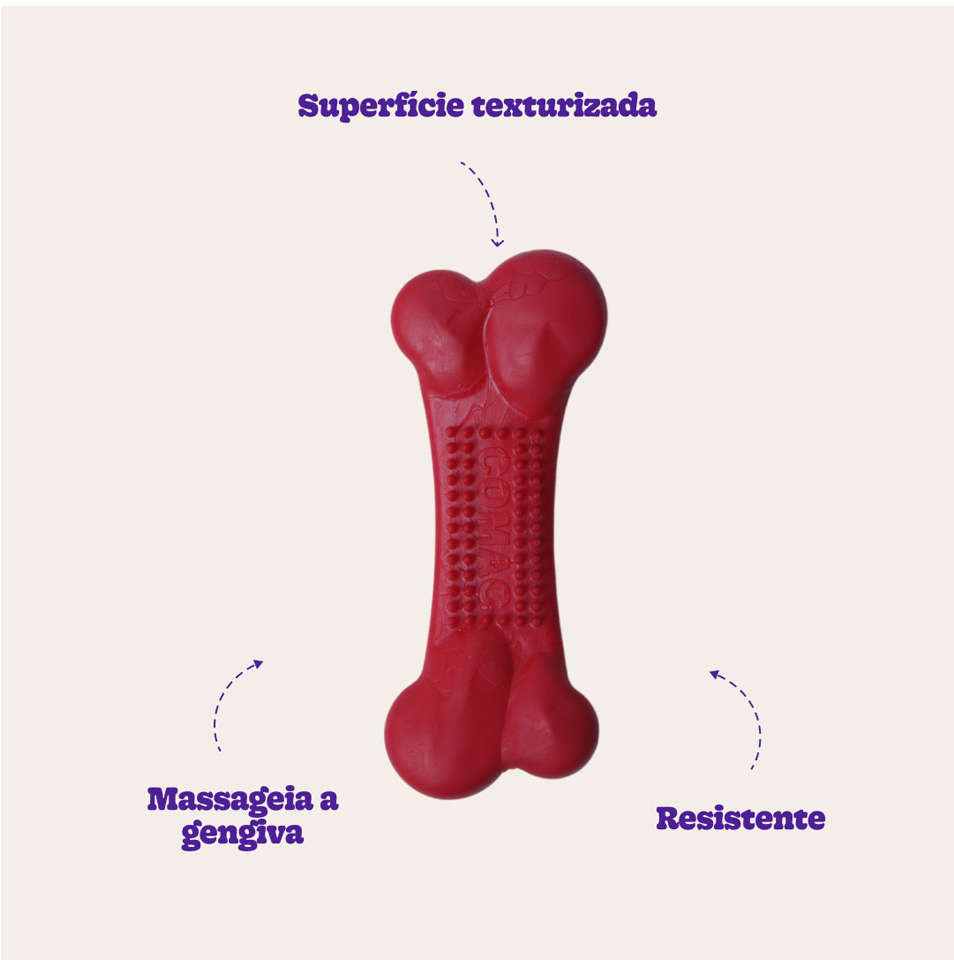 Brinquedo Duratoys Osso Massageador Vermelho - Tam. G